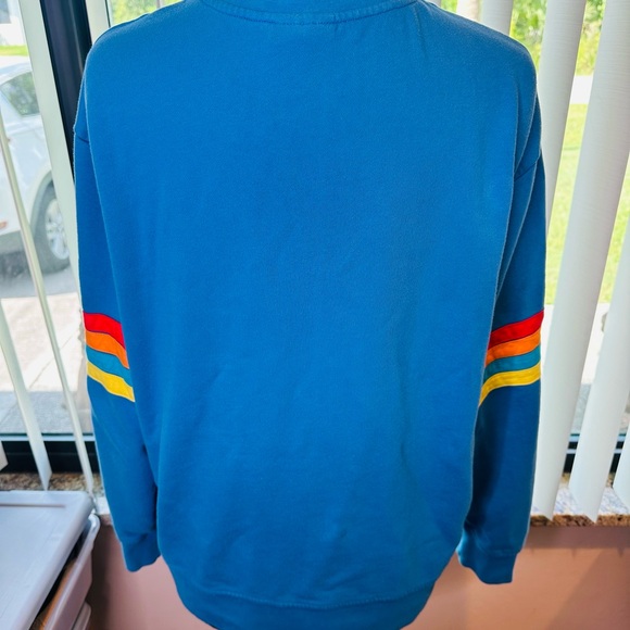 Walt Disney World Retro Blue Crewneck Sweater Red Yellow Stripes Size Medium - Picture 7 of 9